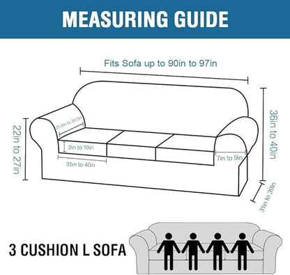 H.VERSAILTEX High Stretch Sofa Slipcover 4 Piece Cover Velvet Furniture Protector Form Fit Thick Velvet Extra Large Sofa Cover for 3 Cushion Couch Width Up to 97 Inch (Large Sofa, Green)