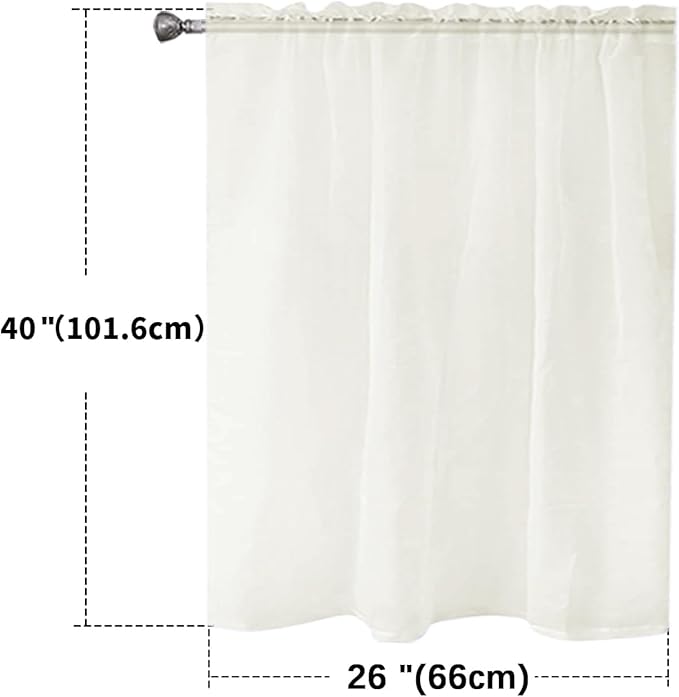 SpaceDresser Basic Rod Pocket Sheer Voile Window Curtain Panels Ivory 1 Pair 2 Panels 26 Width 40 Inch Long for Kitchen Bedroom Children Living Room Yard（Ivory，26Wx 40L）