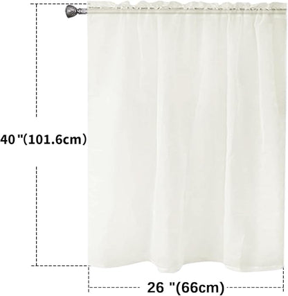 SpaceDresser Basic Rod Pocket Sheer Voile Window Curtain Panels Ivory 1 Pair 2 Panels 26 Width 40 Inch Long for Kitchen Bedroom Children Living Room Yard（Ivory，26Wx 40L）