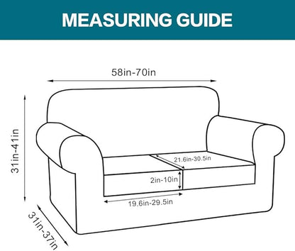 Turquoize 3 Piece Sofa Covers for 2 Cushion Couch Sofa Slipcover Soft Couch Cover for Dogs-Washable Sofa Furniture Covers with 2 Individual Cushion Covers, Thick Jacquard Fabric (Loveseat, Navy)