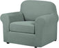 H.VERSAILTEX 2-Piece Spandex Stretch Sofa Slipcover for Chair, Anti-Slip Rich Lycra Knitted Jacquard Sofa Cover Machine Washable Furniture Protector, Solid Cyan, 1 Seater