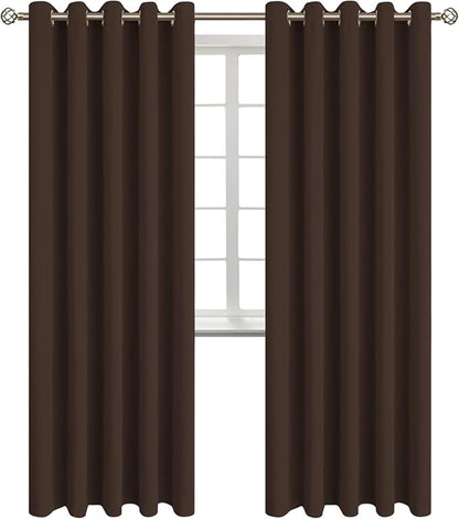 BGment Blackout Curtains for Bedroom - Grommet Thermal Insulated Room Darkening Curtains for Living Room, Set of 2 Panels (70 x 84 Inch, Brown)