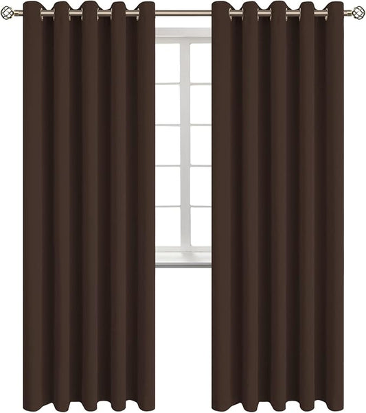 BGment Blackout Curtains for Bedroom - Grommet Thermal Insulated Room Darkening Curtains for Living Room, Set of 2 Panels (70 x 84 Inch, Brown)