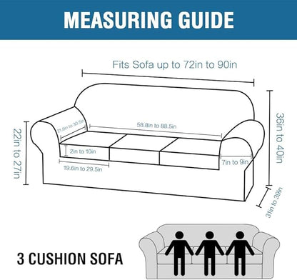 H.VERSAILTEX Modern Velvet Plush 4 Piece High Stretch Sofa Slipcover Sofa Cover Furniture Protector Form Fit Thick Velvet Sofa Cover for 3 Cushion Couch Width Up to 90 Inch (Sofa,Vintage Green)