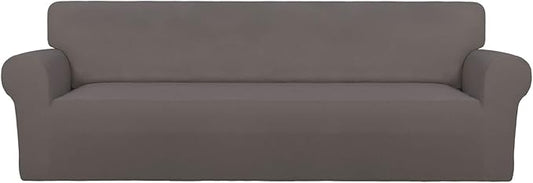 PureFit Super Stretch 4 Seater Sofa Slipcover – Spandex Non Slip Soft Couch Sofa Cover, Washable Furniture Protector with Non Skid Foam and Elastic Bottom for Kids, Pets （XX Large, Taupe）