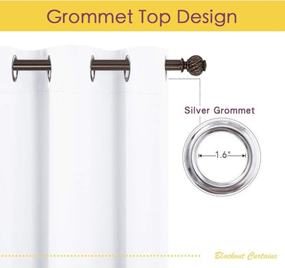 NICETOWN Curtain Panels for Bedroom - Home Decoration Solid Grommet Draperies/Drapes, Not Blackout Window Curtains for Kitchen (2 Panels, 42 by 54, White)