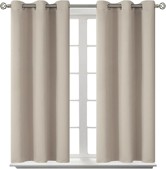 BGment Room Darkening Curtains 45 Inches Long - Grommet Thermal Insulated Drapes Window Treatment Curtains for Bedroom, 2 Panels, 38 x 45 Inch, Camel