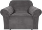 H.VERSAILTEX Stretch Velvet Armchair Cover Couch Covers 1 Cushion Chair Slipcover for Living Room Furniture Cover Crafted from Thick Comfy Rich Velour (Chair 31"-49", Gray)