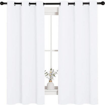 NICETOWN White Window Curtain Panels - 50% Light Blocking Curtains for Bedroom & Dining Room Window (Set of 2, 42 inches x 63 inches)