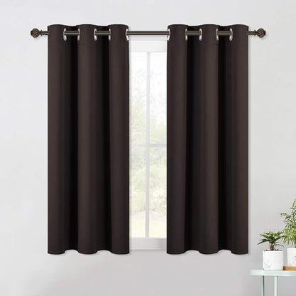 NICETOWN Blackout Curtain Panels for Bedroom, 2 Panels, Toffee Brown, W42 x L40-inch, Thermal Insulated Grommet Top Blackout Draperies and Drapes for Basement