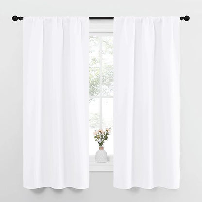 NICETOWN White Curtains for Bedroom, Short Curtains & Draperies for Small Window, Home Decoration Draperies (34 in x 63 in (W x L), 2 PCs)