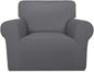 PureFit Super Stretch Chair Sofa Slipcover – Spandex Non Slip Soft Couch Sofa Cover, Washable Furniture Protector with Non Skid Foam and Elastic Bottom for Kids, Pets （Chair, Gray ）