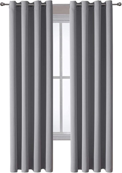 ChrisDowa Grommet Blackout Curtains for Bedroom and Living Room - 2 Panels Set Thermal Insulated Room Darkening Curtains (Light Grey, 52 x 84 Inch)