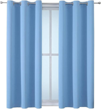 ChrisDowa Grommet Room Darkening Curtains for Bedroom and Living Room - 2 Panels Set Thermal Insulated Blackout Curtains (Sky Blue, 42W x 63L)