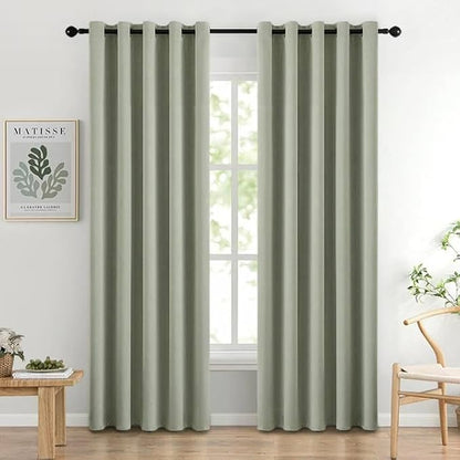 MIULEE Room Darkening Curtains Thermal Insulated Drapes Solid Window Treatment Set Grommet Top Light Blocking Blackout Curtain for Living Room/Bedroom 2 Panels 66 x 84 inch Sage Green