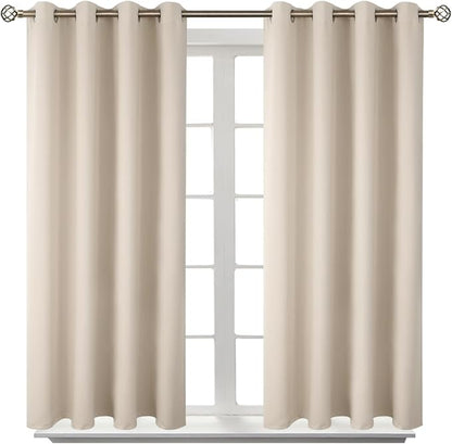 BGment Blackout Curtains - Grommet Thermal Insulated Room Darkening Bedroom and Living Room Curtains, Set of 2 Panels (52 x 45 Inch, Champagne)
