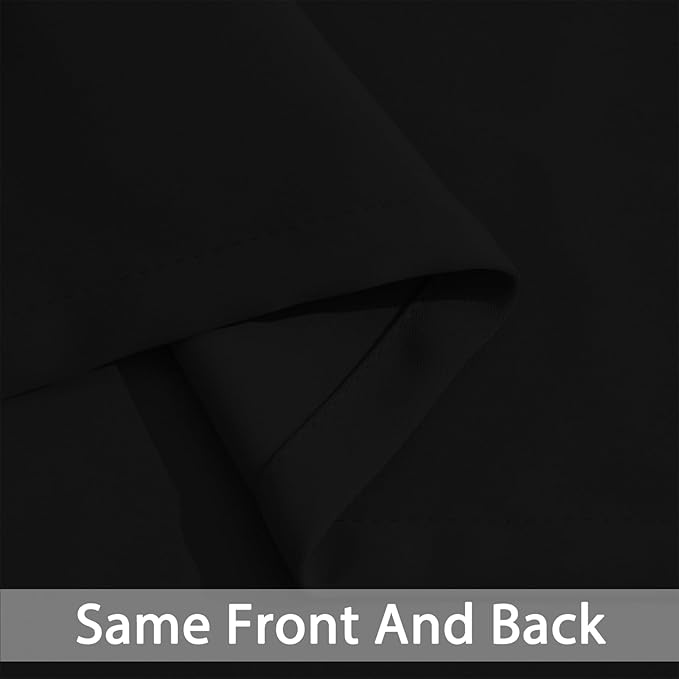 Yakamok Blackout Curtains Room Darkening Thermal Insulated Window Panels,Solid Grommet Top Drapes for Bedroom/Living Room(38Wx90L, Black, 2 Panels)