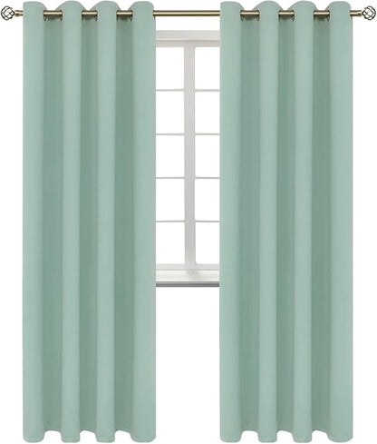 BGment Blackout Curtains - Grommet Thermal Insulated Room Darkening Bedroom and Living Room Curtains, Set of 2 Panels (52 x 84 Inch, Frosty Green)