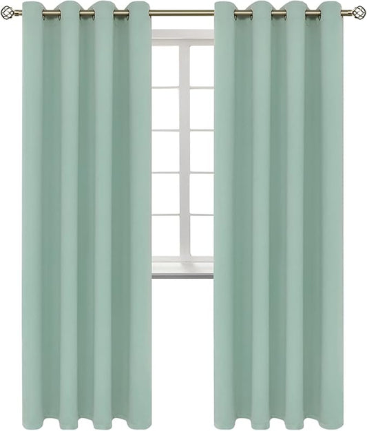 BGment Blackout Curtains - Grommet Thermal Insulated Room Darkening Bedroom and Living Room Curtains, Set of 2 Panels (52 x 84 Inch, Frosty Green)