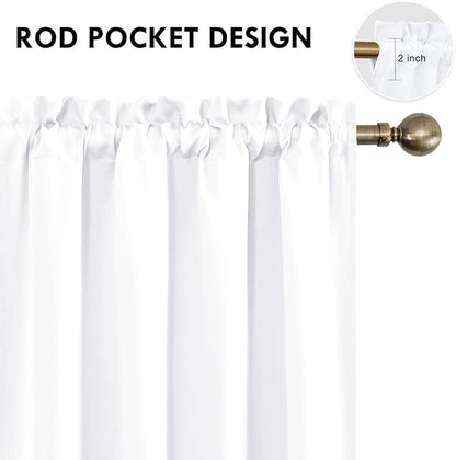 DWCN White Curtains for Living Room Thermal Insulated, 50% Light Blocking Curtains for Bedroom, Dining Room Window, W 42x L 54 Inch, Set of 2 Rod Pocket Curtain Panels