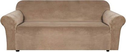 H.VERSAILTEX Stretch Velvet Sofa Covers Large Couch Covers Sofa Slipcovers Furniture Protector Soft with Non Slip Elastic Bottom, Feature Thick Comfy Rich Velour (Extra Wide Sofa 89"-105", Camel)