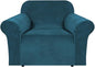 H.VERSAILTEX Stretch Velvet Armchair Cover Couch Covers 1 Cushion Chair Slipcover for Living Room Furniture Cover Crafted from Thick Comfy Rich Velour (Chair 31"-49", Deep Teal)
