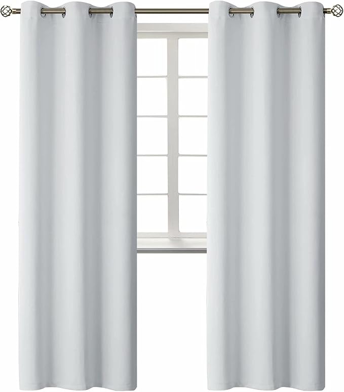 BGment Room Darkening Curtains 84 Inches Long - Grommet Thermal Insulated Drapes Window Treatment Curtains for Bedroom, 2 Panels, 42 x 84 Inch, Greyish White