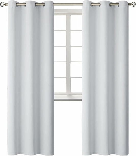 BGment Room Darkening Curtains 84 Inches Long - Grommet Thermal Insulated Drapes Window Treatment Curtains for Bedroom, 2 Panels, 42 x 84 Inch, Greyish White
