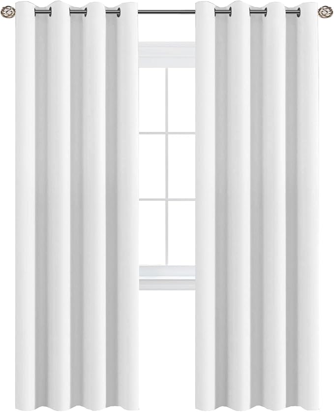 H.VERSAILTEX White Curtains for Living Room Pure White Curtain 96 inches Long Thermal Insulated Window Treatment Panel/Drape for Bedroom, White, One Panel, Grommet Top, 52" W x 120" L