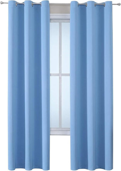 ChrisDowa Grommet Room Darkening Curtains for Bedroom and Living Room - 2 Panels Set Thermal Insulated Blackout Curtains (Sky Blue, 42W x 84L)
