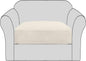 H.VERSAILTEX High Stretch Individual Seat Cushion Covers Sofa Slipcovers Couch Cushion Covers Sofa Covers Featuring Jacquard Textured Twill Fabric (1 Pack for 1 Cushion Chair, Natural, Small)