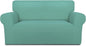 PureFit Super Stretch Sofa Slipcover – Spandex Non Slip Soft Couch Sofa Cover, Washable Furniture Protector with Non Skid Foam and Elastic Bottom for Kids, Pets （Loveseat, Cyan）