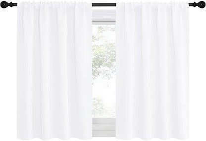 NICETOWN RV Curtains for Camper Windows, White Curtains for Kitchen, Home Decoration Light Filtering Drapes for Small Window (42 inches Wide by 36 inches Long, 1 Pair)
