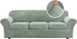H.VERSAILTEX High Stretch Sofa Slipcover 4 Piece Cover Velvet Furniture Protector Form Fit Thick Velvet Extra Large Sofa Cover for 3 Cushion Couch Width Up to 97 Inch (Large Sofa, Sea Grass)