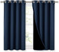 NICETOWN 100% Blackout Curtains with Black Liners, Thermal Insulated 2-Layer Lined Drapes, Energy Efficiency Small Window Draperies for Dining Room (Navy Blue, 2 Panels, 52 inches W by 45 inches L)