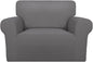 PureFit Super Stretch Sofa Slipcover – Spandex Non Slip Soft Couch Sofa Cover, Washable Furniture Protector with Non Skid Foam and Elastic Bottom for Kids, Pets (Oversized, Light Gray)