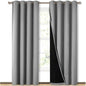 NICETOWN Full Shade Curtain Panels, Pair of Energy Smart & Noise Blocking Out Blackout Drapes for Dining Room Window, Thermal Insulated Guest Room Lined Window Dressing(Silver Grey, 52 x 84 inch)