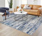 KOZYFLY Area Rug 6x9 Modern Ombre Thin Rugs for Living Room, Washable Large Rugs Non-Slip Soft Striped Rug for Bedroom, Print Grey-Blue Abstract Carpet for Laundry/Kid Room