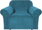H.VERSAILTEX Stretch Velvet Armchair Cover Couch Covers 1 Cushion Chair Slipcover for Living Room Furniture Cover Crafted from Thick Comfy Rich Velour (Chair 31"-49", Peacock Blue)