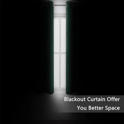 LEMOMO Blackout Curtains 66 x 72 Inch Long Dark Green Curtains Set of 2 Panels Room Darkening Curtains for Bedroom and Living Room