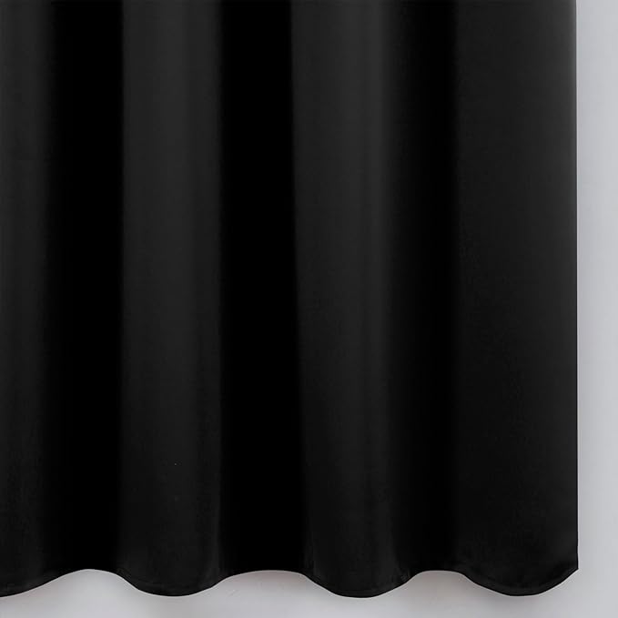 LEMOMO Blackout Curtains 52 x 90 Inch Long Black Curtains Set of 2 Panels Room Darkening Curtains for Bedroom and Living Room