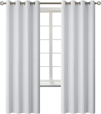 BGment Room Darkening Curtains 72 Inches Long - Grommet Thermal Insulated Drapes Window Treatment Curtains for Bedroom, 2 Panels, 52 x 72 Inch, Greyish White