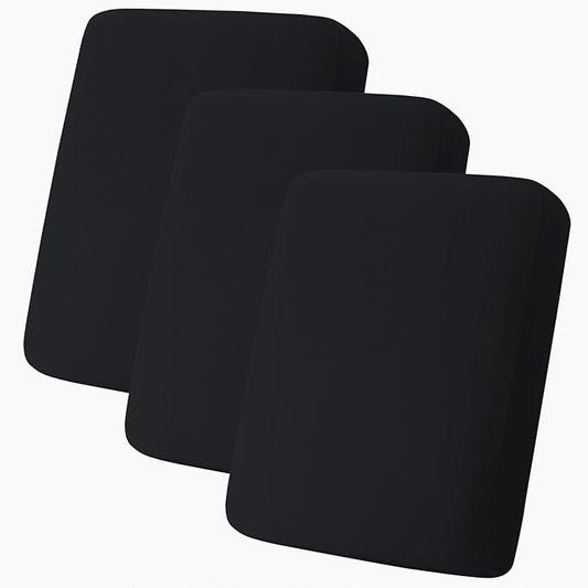 hyha Milk Silk Couch Cushion Covers, Soft Magic Sofa Covers Washable for 3 Cushion Couch, Stretch Sectional Outdoor Cushion Covers for Patio Furniture with Elastic Bottom(3 Packs, Black)