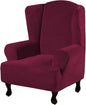 H.VERSAILTEX Wingback Chair Covers Velvet Plush Wing Chair Slipcover 1 Piece High Stretch Wing Back Chair Slipcovers Sofa Cover Furniture Cover with Elastic Bottom, Burgundy