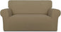 PureFit Super Stretch Sofa Slipcover – Spandex Non Slip Soft Couch Sofa Cover, Washable Furniture Protector with Non Skid Foam and Elastic Bottom for Kids, Pets （Loveseat, Tan）
