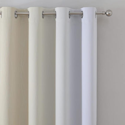Estelar Textiler Beige and Grayish White Blackout Curtains & Drapes for Bedroom, Thermal Insulated Ombre Blackout Drapes, Full Room Darkening Energy Saving Curtains for Living Room, 52Wx63L, 2 Panels