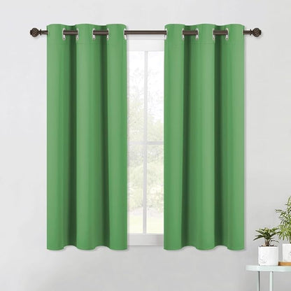 NICETOWN Blackout Curtain Panels for Bedroom, 2 Panels, Forest Green, W42 x L40-inch, Thermal Insulated Grommet Top Blackout Draperies and Drapes for Basement