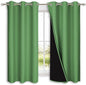 NICETOWN 100% Blackout Short Curtains with Black Liners, 2 Panels, 37" W by 40" L, Forest Green, Solid Thermal Insulated Full Blackout 2-Layer Lined Drapes, Energy Efficiency Window Drapes for Bedroom