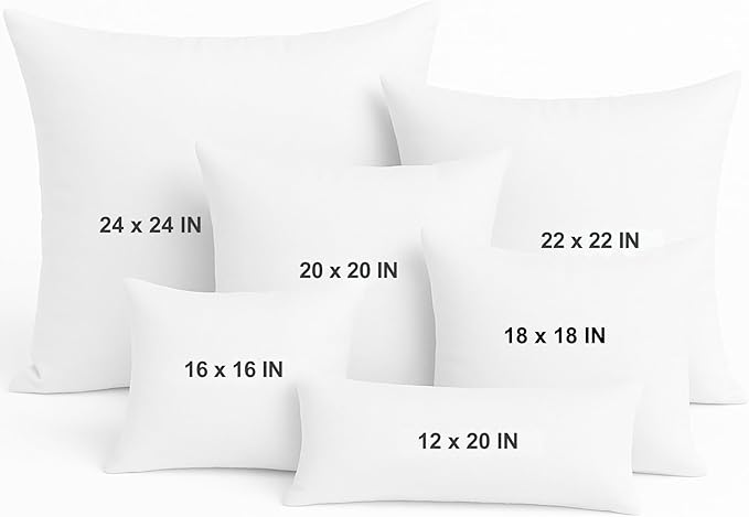 LANE LINEN 4 Pack 18x18 White Throw Pillow Inserts for Decorative Pillow Covers, Couch Pillows for Living Room, Fluffy Pillows for Bed