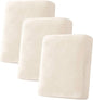 H.VERSAILTEX Velvet Stretch Couch Cushion Cover Plush Cushion Slipcover for Chair Loveseat Sofa Cushion Furniture Protector Seat Cushion Sofa Cover (3 Piece Sofa Cushion Covers, Cream)